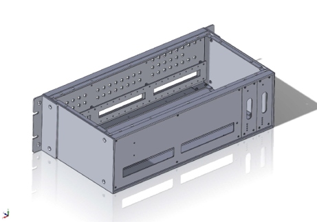 「エンタープライズモデル」の新型ケースを設計している３-D CAD画面