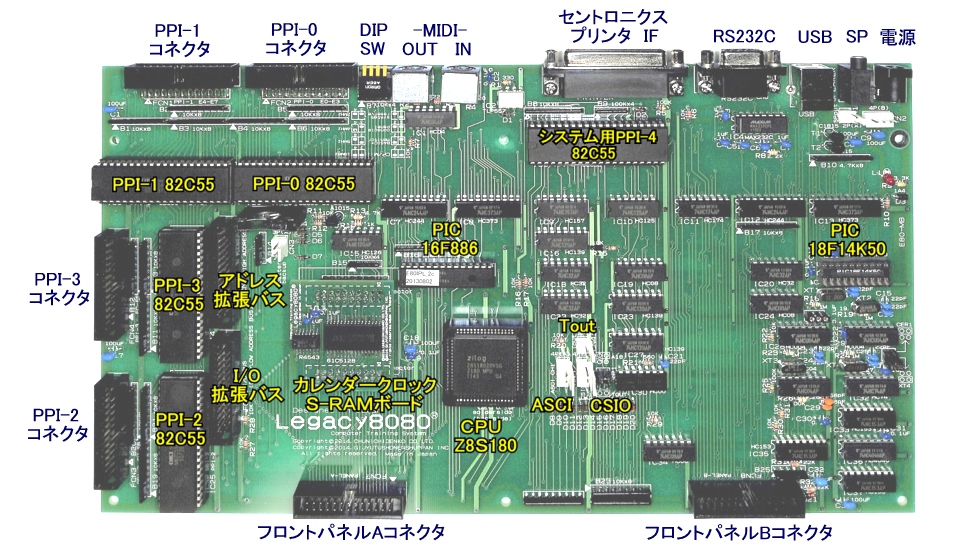 Legacy8080の各モデル共通で搭載しているマイコンメインボード。